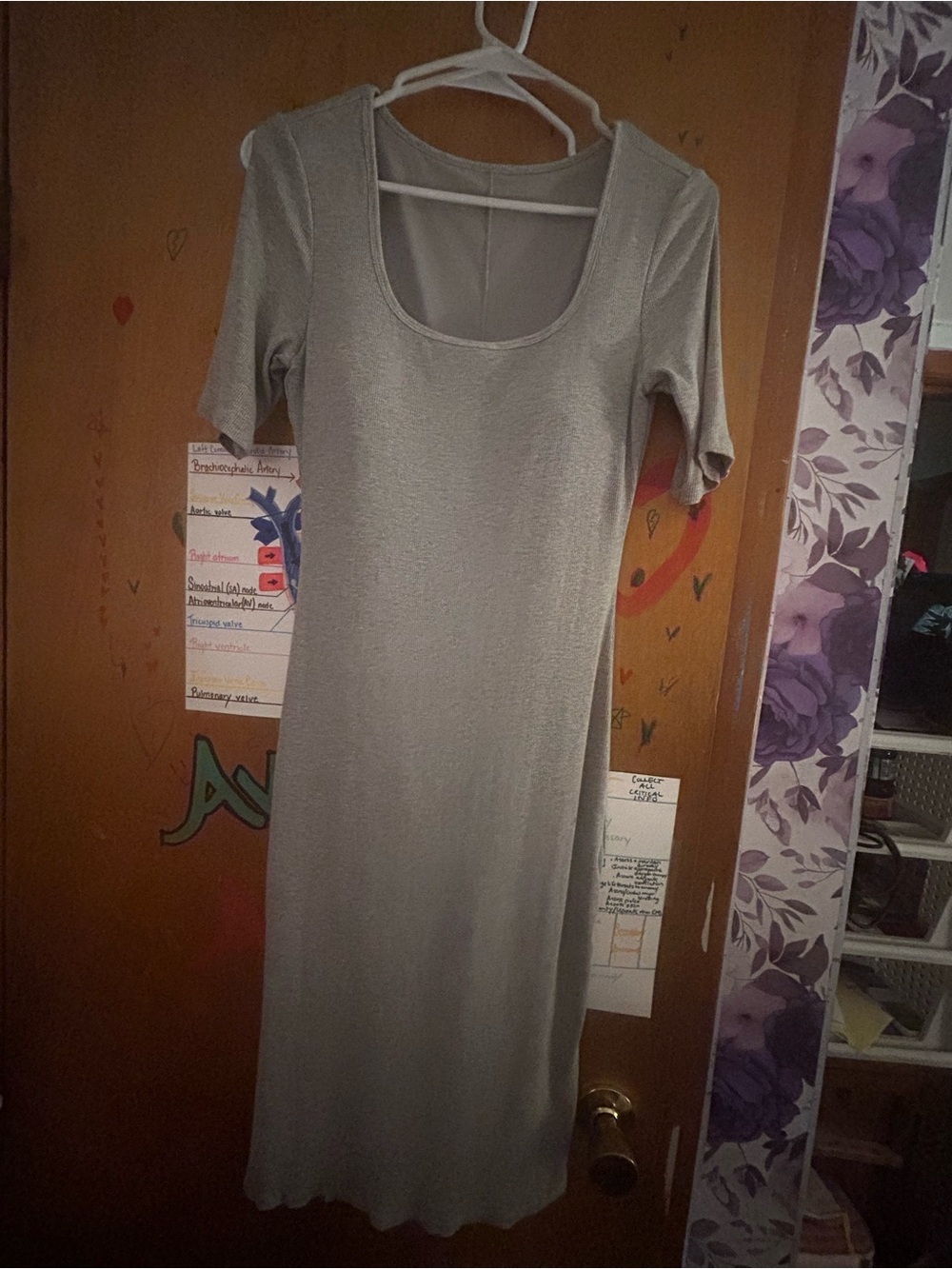 Scoop Neck Grey Midi Dress with built in shapewear